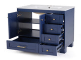 30" Blue Bathroom Vanity with Ceramic Sink - Soft-Close Drawers, Solid Wood Frame, Multi-Organizer W2896P344081
