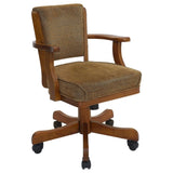 ZNTS Olive Brown and Amber Upholstered Game Chair with Casters B062P145560