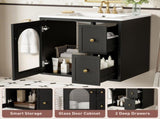 24" Bathroom Vanity Set Wall Mounted for Small Space, Bathroom Cabinet with Ceramic Sink, 2 Drawers N710P286704B