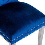 Eva 2 Piece Stainless Steel Legs Chair Finish with Velvet Fabric in Blue 733569303144
