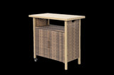 Outdoor Wicker Bar Cart, Patio Wine Serving Cart w/Wheels , Rolling Rattan Beverage Bar Counter W640P253282