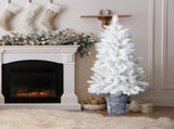 4 FT White Artificial Christmas Tree with Pot Stand, Potted Xmas Pine Tree with 200 Branch Tips for 52419562