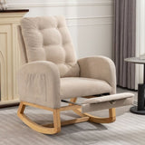 ZNTS Accent Rocking Chair with Footrest High Back Rubber Wood Rocking Legs Bedroom Living Space 26.77D X W2231P143504