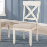 Prato Wood Cross Back Upholstered Dining Chairs, Set Of 2, Antique White T2574P164556