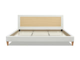 Haley Upholstered Cane-Back Platform Bed, King, Antique White Polyester B2719P238202