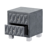 Elegant Velvet Nightstand with 2 Drawers and Crystal Handle, Storage Bedside Table with N733P210398E
