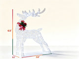 33" x 12" x 53" Lighted Christmas Reindeer Decoration, 120 Cold LED Lights Glitter Antlers with Red 38457787