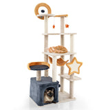 63-inch multi-stage cat tower, cat tree with scratchboard and toys 85068469