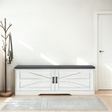 2-Tier Storage Bench, Farmhouse Shoe Bench with Padded Seat Cushion, Entryway Bench with 2 Barn W3204P317308