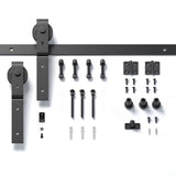 ZNTS 40" Bi-Folding Sliding Barn Door Hardware Kit for 2 Doors,Smoothly&Quietly,Black Track J Shape 89494323