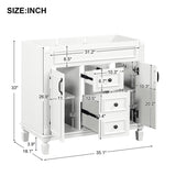 ZNTS 36'' Bathroom Vanity without Top Sink, Cabinet only, Modern Bathroom Storage Cabinet with 2 Soft WF305078AAK