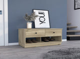 Light Oak Rectangle 2-Shelf 2-Drawer Storage Bench B06280461