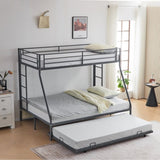 ZNTS Twin Over Full Bunk Bed with Trundle, Triple Bunk Beds for Kids Teens Adults, Metal Bunk Bed with 63047706