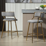 SET OF 2,26'' Counter height bar stools Corduroy kitchen island counter bar stool with back,golden W2215P195292