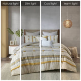 3 Piece Cotton Comforter Set Gray/Yellow King/Cal King B035128786