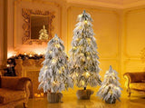 Pre-Lit Flocked Christmas Tree Set of 3, 3FT / 4.5FT / 6FT Artificial Christmas Trees with 235 Warm N704P526154A