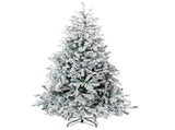 7 FT Pre-lit Snow Flocked Christmas Tree, Artificial Hinged Xmas Pine Tree with 1100 Branch Tips, 02996300
