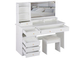 41" Large Size Left Drawer Desktop Vanity TableCushioned Stool Dresser Set, 2 AC2 USB Power W936P230830