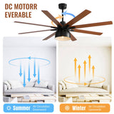 52 Inch Ceiling Fan With 6 Speed Wind 8 Dual Colors Blades Remote Control Reversible DC Motor With W934P208510