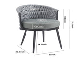 Outdoor Dining Chair-Metal & Rope with Light Gray Cushion Patio Furniture,Weather-Resistant Patio N770P290585G