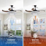 ZNTS Contemporary LED Retractable Ceiling Fan with Light and Remote Control, Quiet Reversible Motor,4 W1340P184909