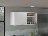 Stackable Wall Storage Cabinet 24" H, Two Internal Shelves, Two External Storage Shelves, One Door, B097133151