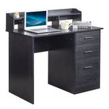 ZNTS 110*50*95cm Particleboard Paste Triamine Desktop Storage Layer Three Drawers Computer Desk Black 13565544