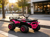 Pink 12V Kids Quad ATV 4 Wheeler with 4 Spring Suspension Wheels, LED Lights, Music USB 63588275