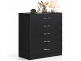 5-Drawer Particleboard Chest with Melamine Finish Drawer Dresser 26*13*39in Black 51153087