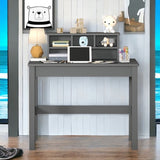 Grey Writing Desk with Hutch B062P209417