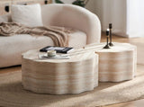 Set of 2 Round Coffee Tables for Living Room, Faux Mars Pattern Modern Minimalist Side Tables Accent W3040P382320