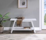 Elyz Solid Wood Bench with Shelf, 36.10-Inch Long, White T2574P164602