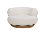 Fuji 360 Swivel Low Barrel Back Accent Chair, Ivory White Boucle B2719P238262