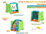 Green 3-in-1 Kids Double Sided Art Easel, Magnetic Whiteboard & Chalkboard Standing Drawing Board 43337394