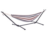 Professional Black & Silver Flowers Hammock Stand with Polyester Coffee Stripe Hammock 81424491