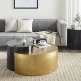 Modern & Contemporary Style Coffee Table Made with Iron Sheet Frame in Black & Gold B009140738