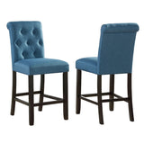 Leviton Solid Wood Tufted Asons Counter Height Stool, Set of 2, Blue T2574P165114