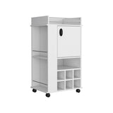Fargo Bar Cart with Cabinet, 6 Built-in Wine Rack and Casters B200P188860