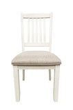 ZNTS White Classic 2pcs Dining Chairs Set Rubberwood Beige Fabric Cushion Seats Slats Backs Dining Room B011120833