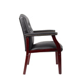 ZNTS Leather Reception Guest Chairs W/Padded Seat and Arms Ergonomic Mid-Back Office Executive Side Chair W133356881