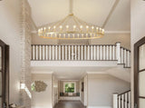 63.8 INCH 36-Light Extra Large Wagon Wheel Chandelier, Gold Farmhouse Round Wheel Chandelier Light W5008P543830