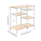 ZNTS 3-Tier Kitchen Baker's Rack Utility Microwave Oven Stand Storage Cart Workstation Shelf White Oak 16779105