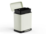 White 14 Gallons Pedal Trash Can with Soft Close Lid, Removable Inner Bucket & Detachable Wheels, 31799952