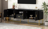U-Can Modern TV Stand for TV up to 70 Inches,TV Cabinet with 1 Drawer, 2 Cabinets and Metal Legs, N724P198472B