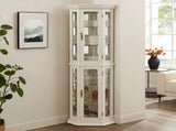 Lighted Corner Curio Cabinet - Glass Display Shelf with Tempered Glass Doors, Adjustable Shelving, W1758P300131