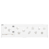 Full Size Floor Bed with Slats, Solid Wood Bedframe with Heightened Safety Guardrails and Door, for W1820P240543