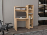 Light Oak 6-Shelf Writing Desk with Built-in Bookcase B06280289