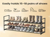 3-Tier Metal Shoe Rack Organizer Stackable, Space-Saving Storage Shelf for 20-24 Pairs, Upright or 94564414