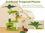 48" Cat Tree with Tropical Leaves - Self-Groomer & Scratching Posts, Space-Saving 60046421