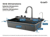 Pull-out Faucet Single Bowl Sink Kitchen Vegetable Sink 304 30"x18" Whale Waterfall Sink Stainless 08926983